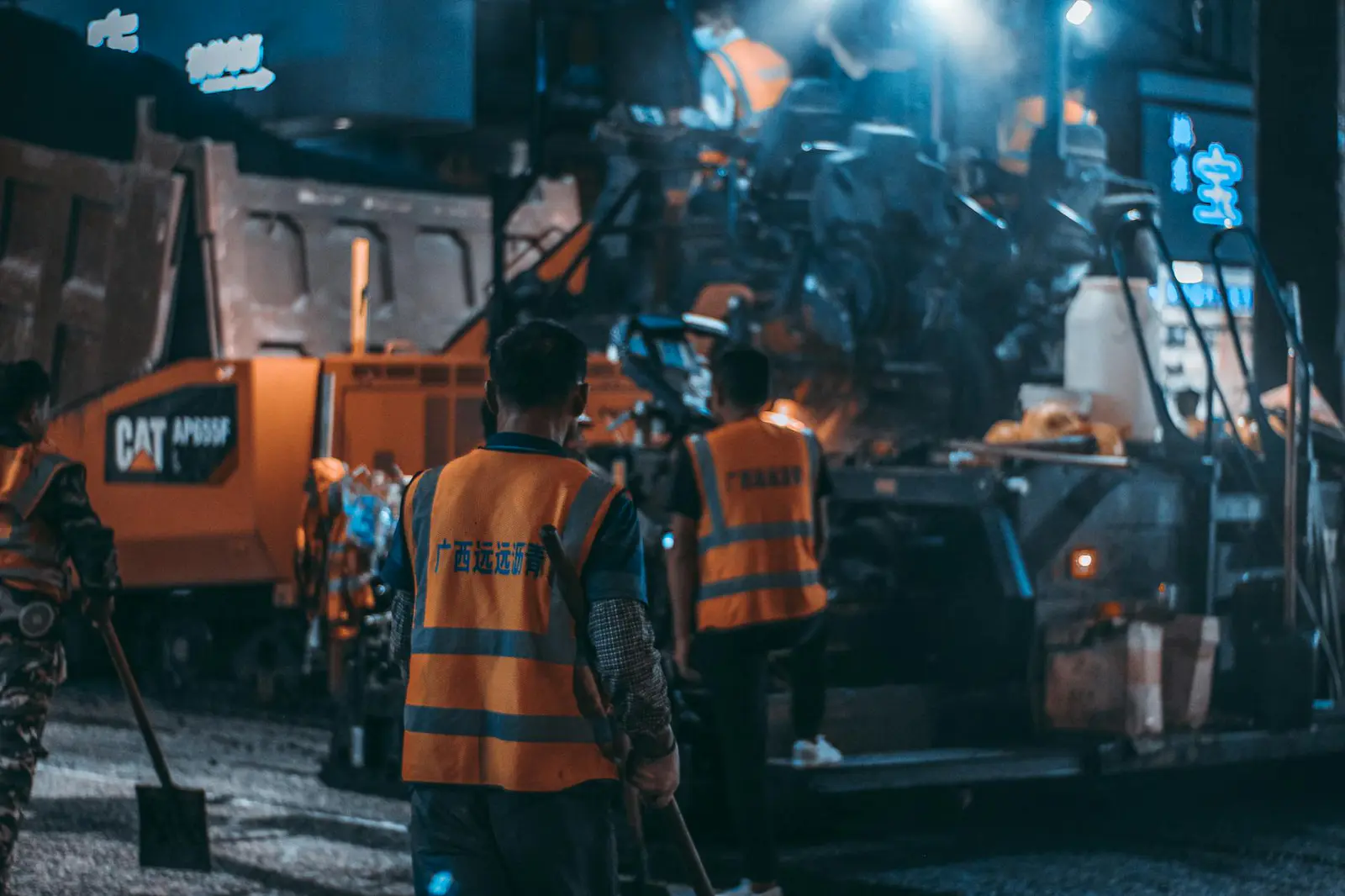 Paving crew at work